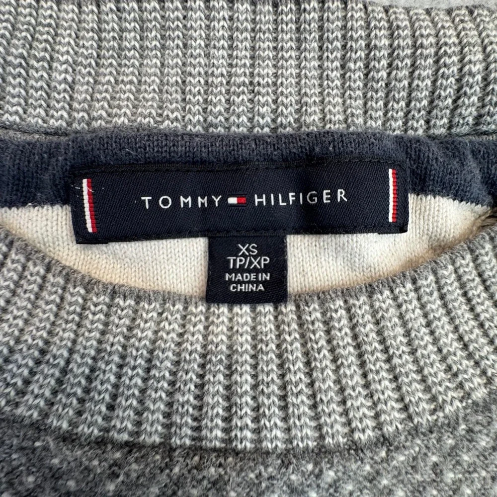 Tommy Hilfiger Mens Textured Crewneck Sweater XS Gray Cotton‎ Preppy